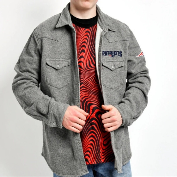 Levi's NFL New England Patriots Western Button-Up Jacket Gray Size Men's Large - Picture 1 of 16